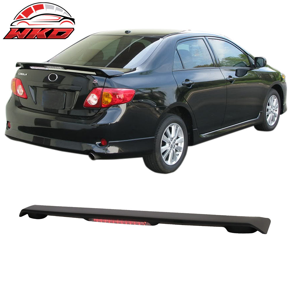 Fit 09-13 Toyota Corolla OE Style Trunk Spoiler & LED Brake Lamp ABS Matte Black