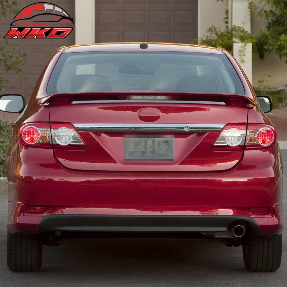 Fit 09-13 Toyota Corolla OE Style Trunk Spoiler & LED Brake Lamp ABS Matte Black