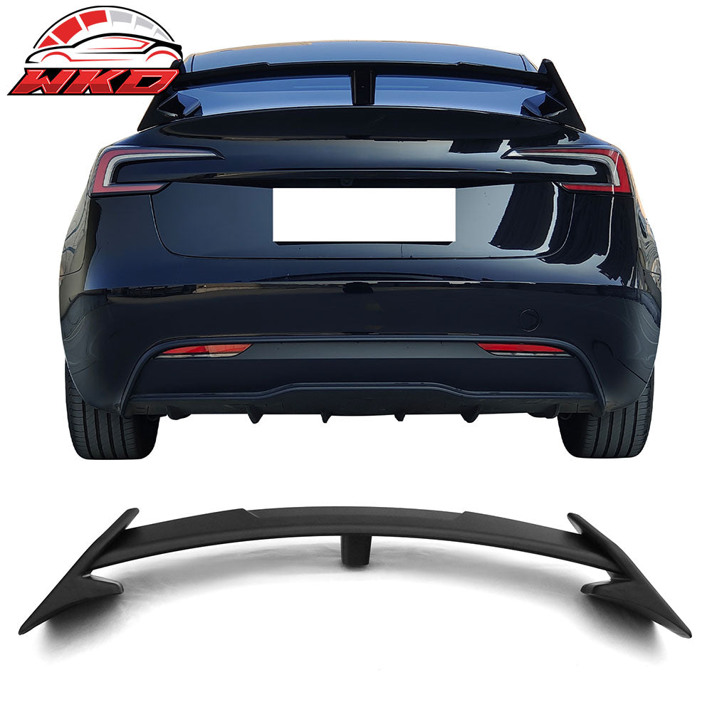 Fits 17-25 Tesla Model 3 GT Style Rear Trunk Spoiler Wing Lip Matte Black ABS