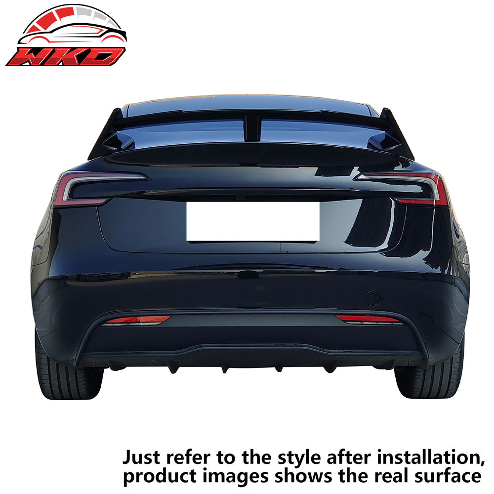 Fits 17-25 Tesla Model 3 GT Style Rear Trunk Spoiler Wing Carbon Fiber Print ABS