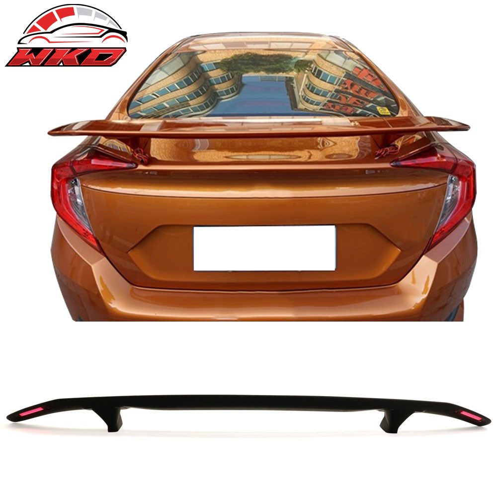 Universal Fitment Rear Trunk Spoiler Deck Wing With 2 Post&LED Turn Signal Light