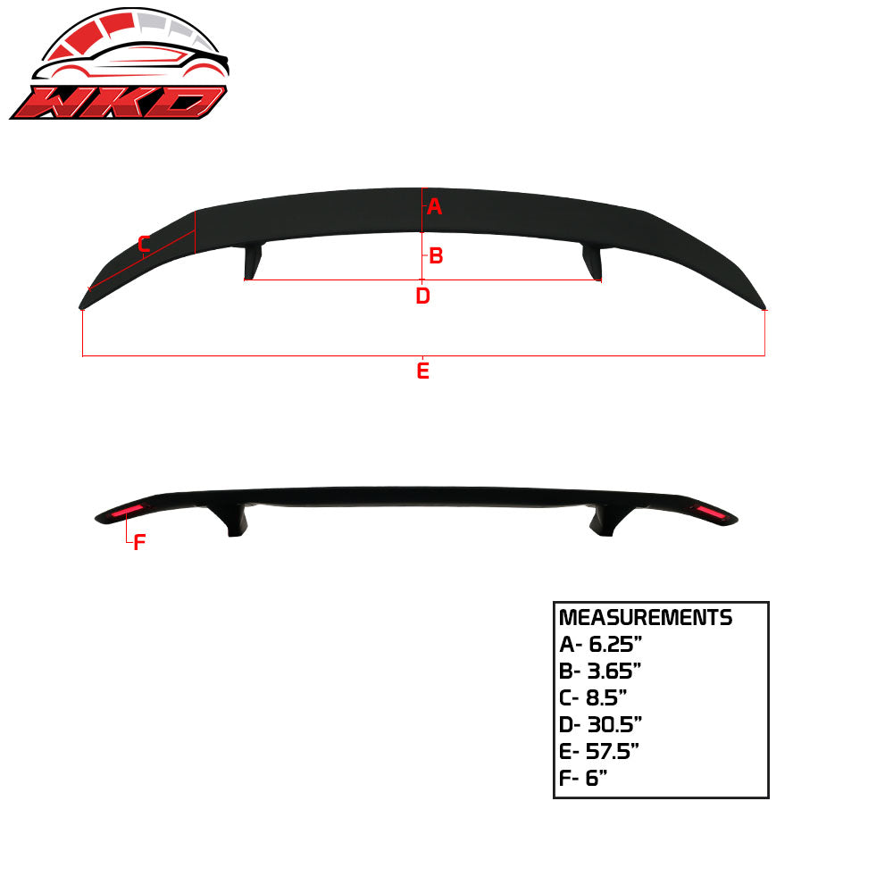 Universal Fitment Rear Trunk Spoiler Deck Wing With 2 Post&LED Turn Signal Light