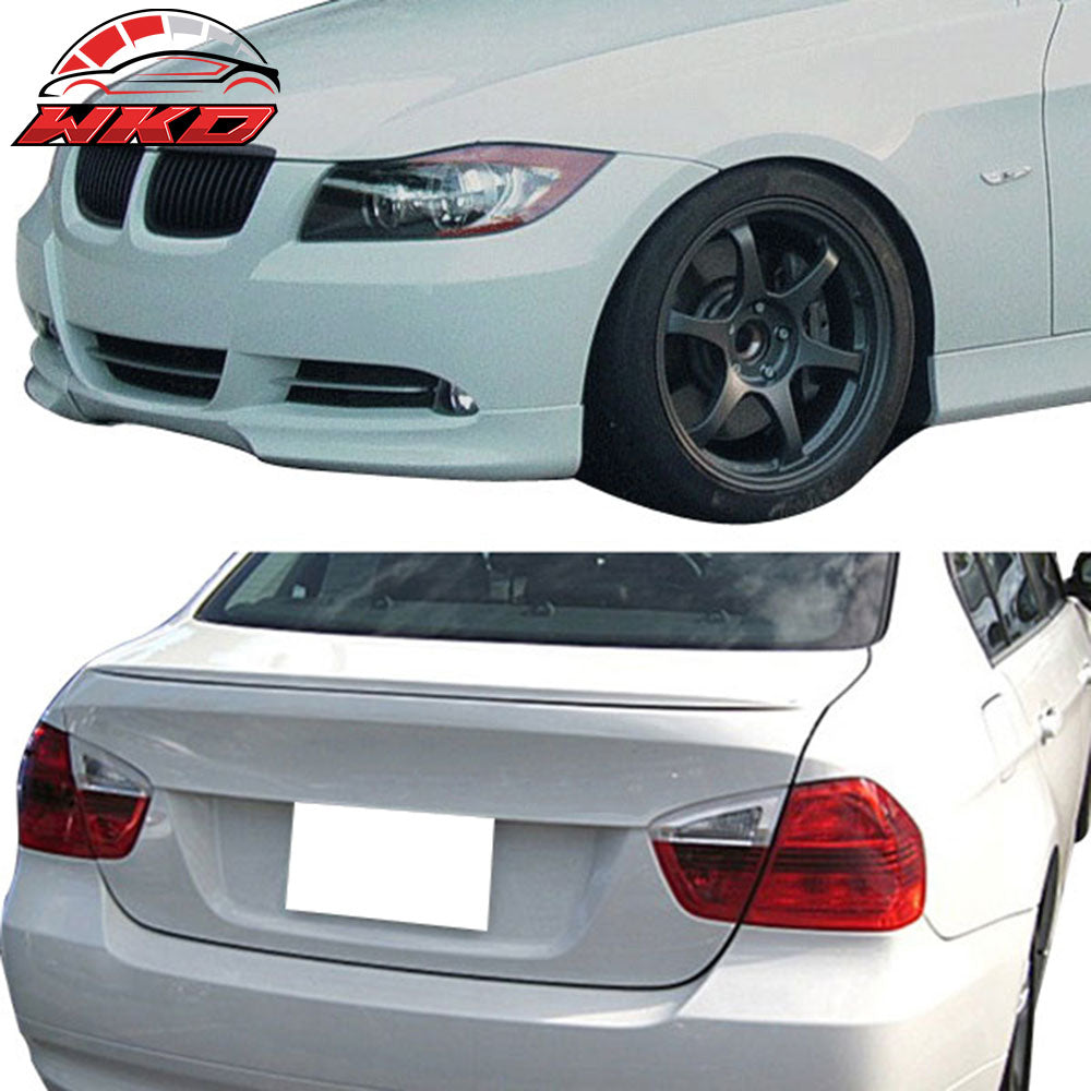 Fits 06-08 BMW E90 Trunk Spoiler + Front Splitter Painted #300 Alpine White III
