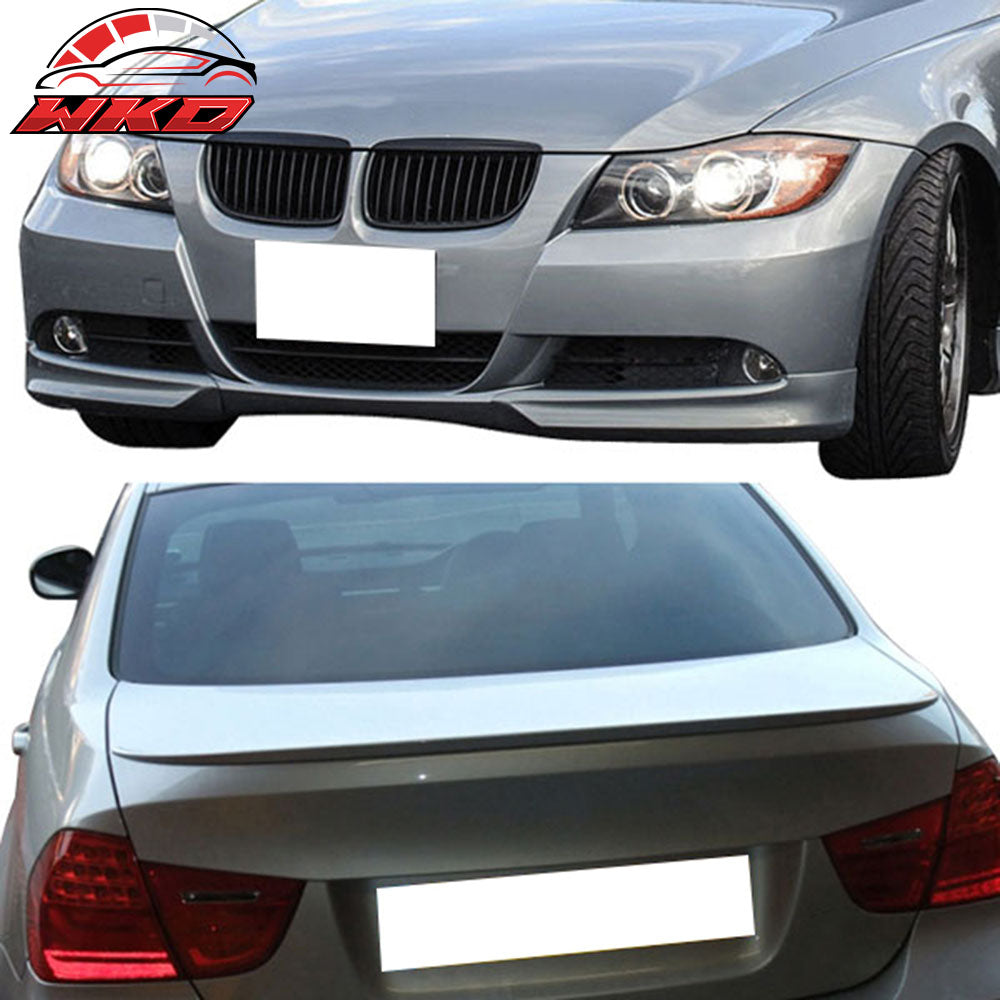 Fits 06-08 BMW E90 Trunk Spoiler + Front Splitters Painted #354 Titanium Silver