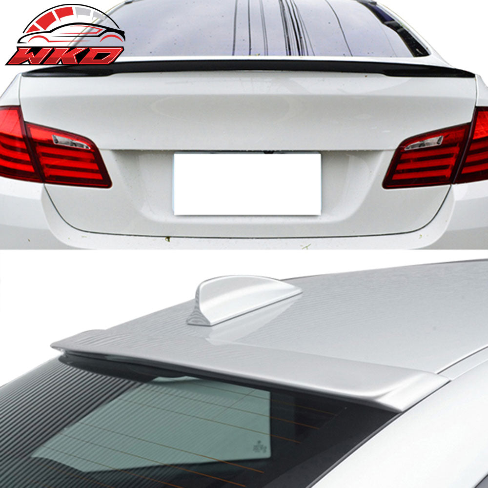 Fits 11-16 BMW F10 5 Series Sedan P Style Trunk Spoiler + AC Style Roof Spoiler