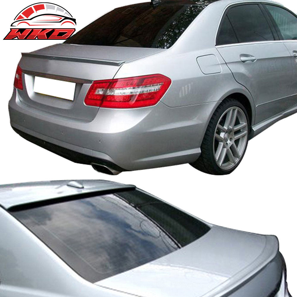 Fits 10-16 Benz W212 E-Class Sedan AMG Trunk Spoiler Lip & OE Style Roof Spoiler
