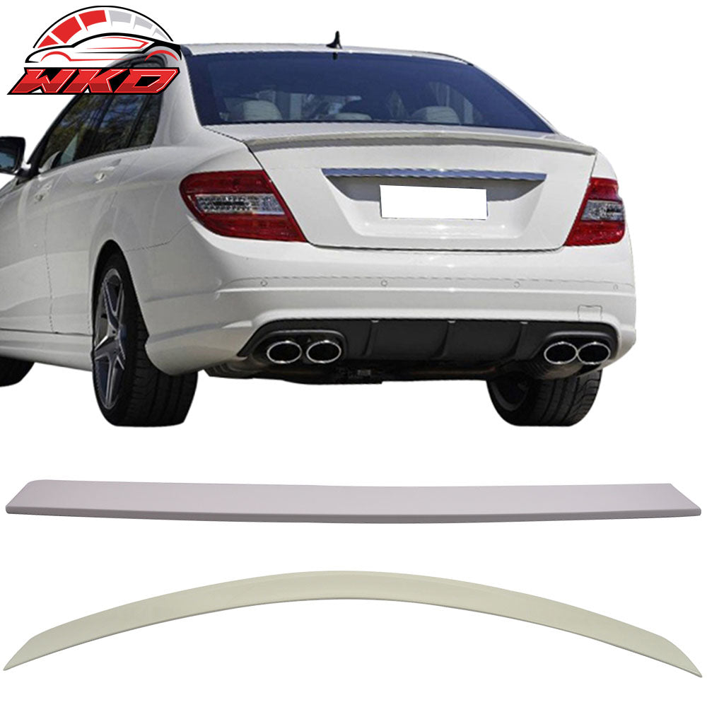 Fits 08-14 Benz W204 Sedan AMG Trunk + OE Roof Spoiler Painted #650 Cirrus White