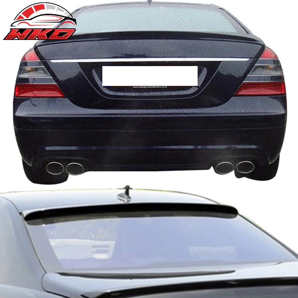Fits 07-13 W221 Sedan AMG Trunk Spoiler & L Type Roof Wing Painted #040 Black