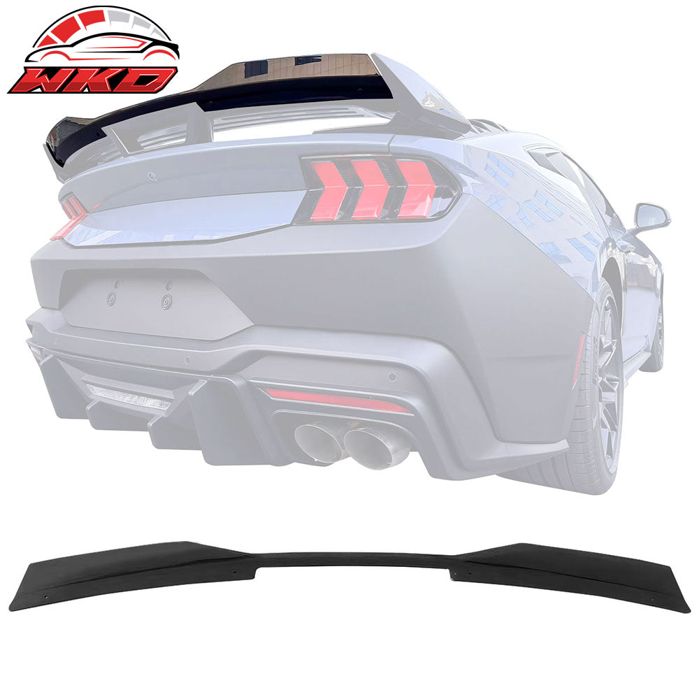 Fits 24-26 Ford Mustang Dark Horse Gloss Black Trunk Spoiler W/ Gurney Glap ABS