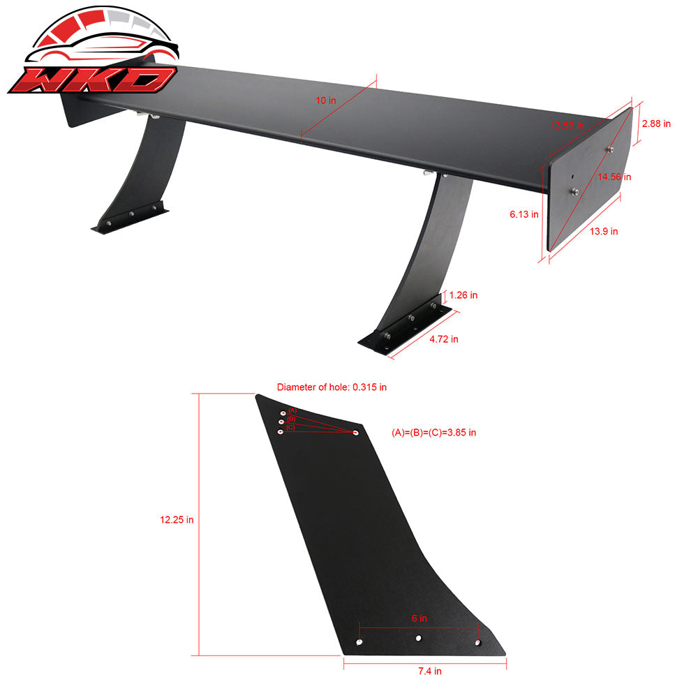 Universal 61" GTC250 Style Trunk Spoiler Rear Racing Wing (V4A Leg + Side Plate)