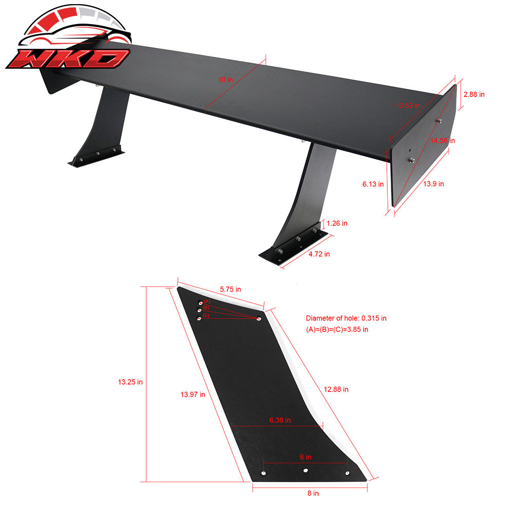 Universal 61" GTC250 Style Trunk Spoiler Rear Racing Wing (V4C Leg + Side Plate)