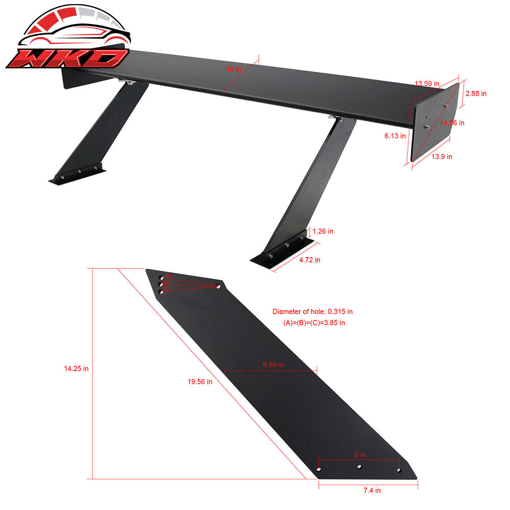 Universal 61" GTC250 Style Trunk Spoiler Rear Racing Wing (V4D Leg + Side Plate)