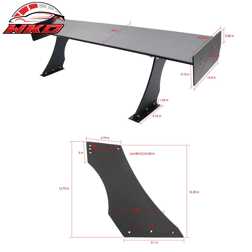 Universal 67" GTC300 Style Trunk Spoiler Rear Racing Wing (V4B Leg + Side Plate)