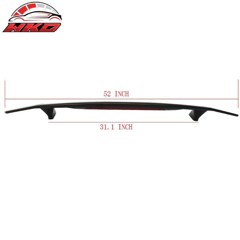 2 Post Universal Gloss Black Rear Trunk Spoiler Wing Lip w/ 3RD Brake Light ABS