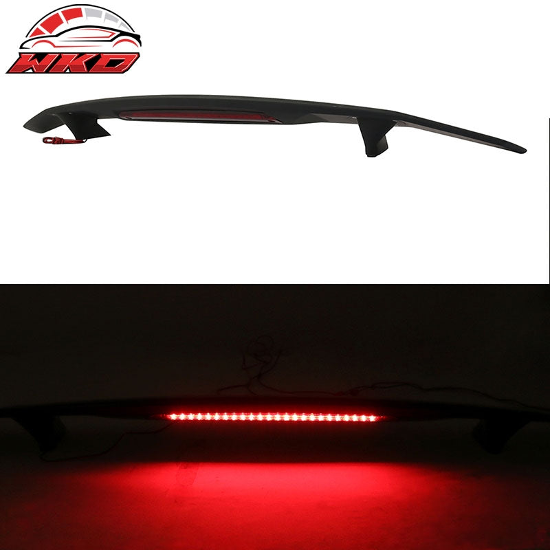 Universal 52" 2 Post Rear Trunk Spoiler W/3RD Brake LED Light ABS Matte Black
