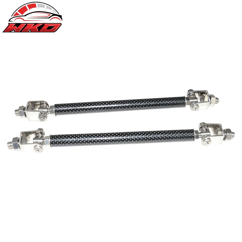 Universal 62"-66" Gloss Black A Style Front Bumper Lip + Strut Rods Carbon Fiber