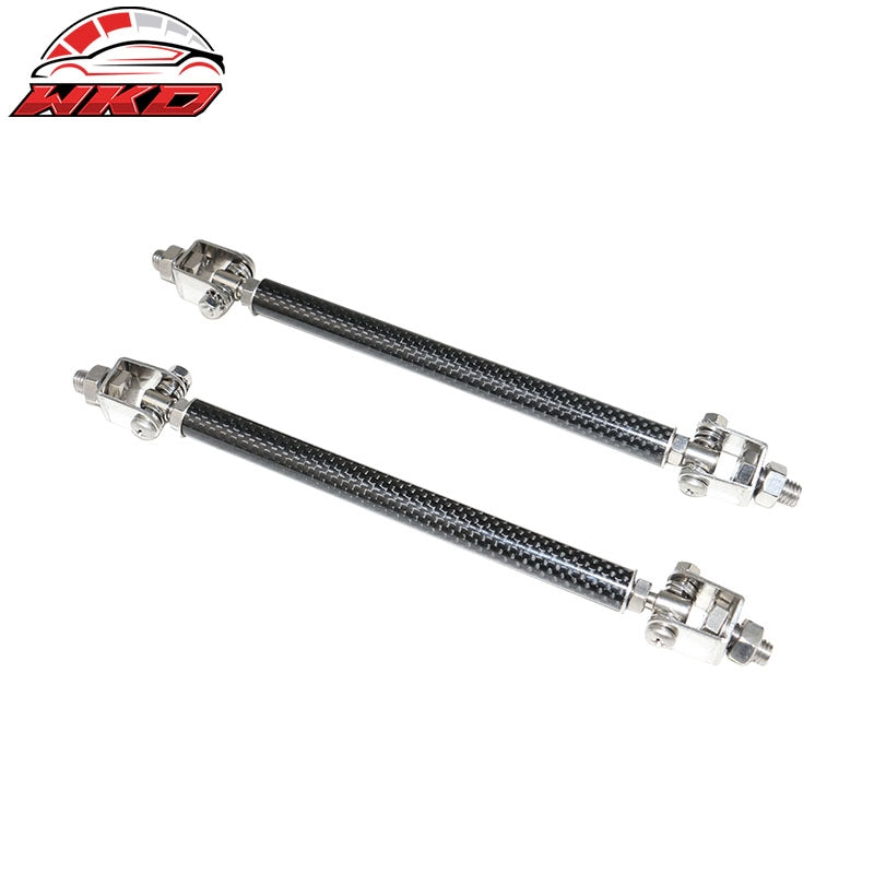 Universal 62"-66" Gloss Black A Style Front Bumper Lip + Strut Rods Carbon Fiber