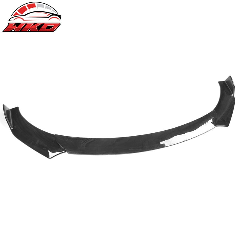 Universal 62"-66" Gloss Black A Style Front Bumper Lip + Strut Rods Carbon Fiber