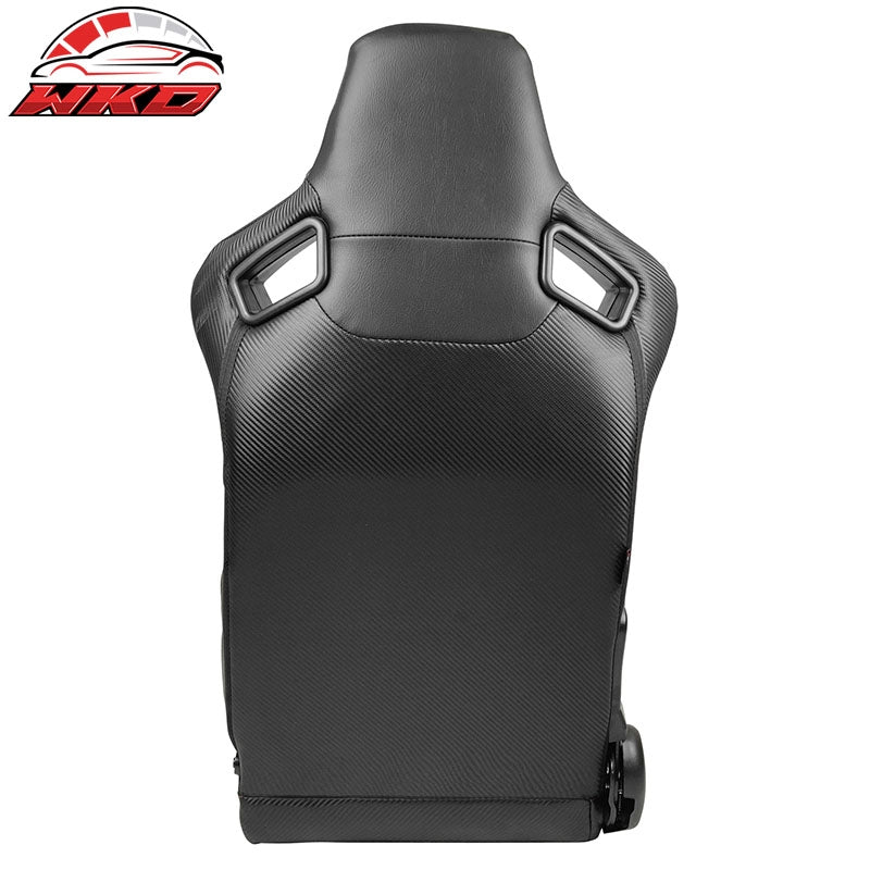 Universal Adjust Racing Seat Dual Slider Right PU Carbon Leather Orange Stitch