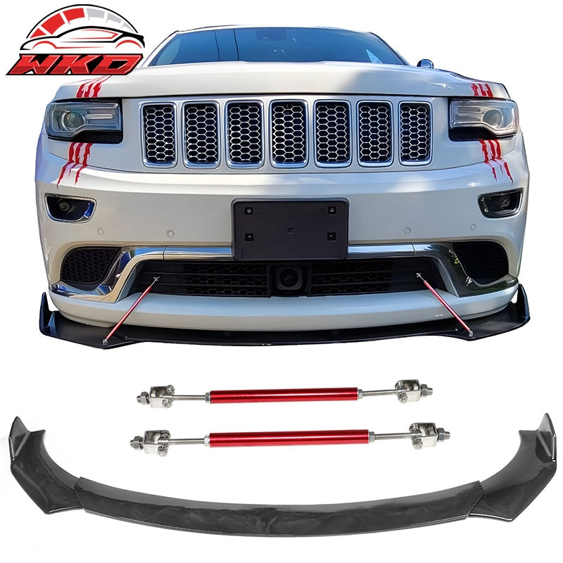 Wholesale Universal 62"-66" Adjustable A Style Gloss Black Front Bumper Lip + Strut Rods