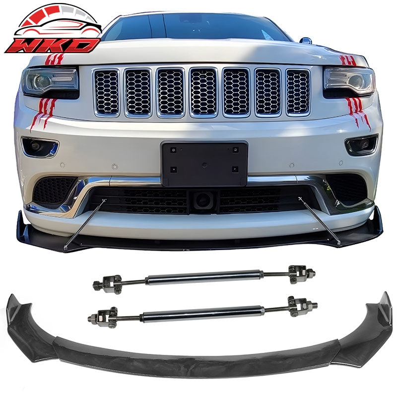 Wholesale Universal 62"-66" Adjustable Front Bumper Lip A Style Gloss Black + Strut Rods