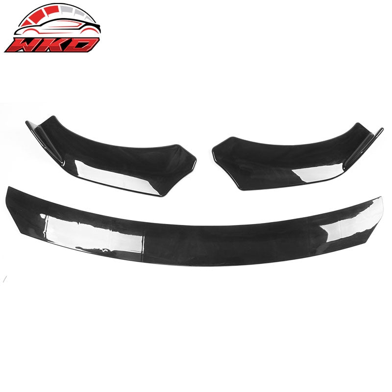 Universal 62"-66" Adjustable Front Bumper Lip A Style Gloss Black + Strut Rods