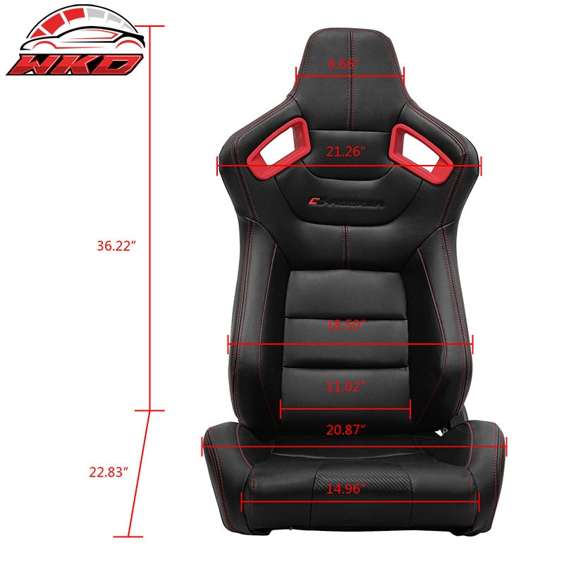 Universal x2 Adjustable Racing Seat Dual Slider PU Carbon Red Bezel Stitch