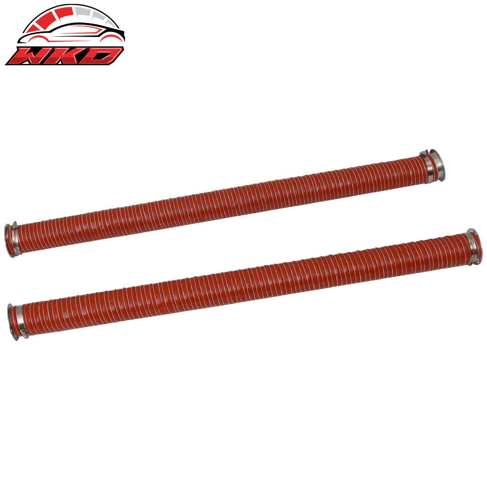 Universal Brake Cooling Dual Layer Insulation Hose W/ Flange 2.5*40 Inch 2PC