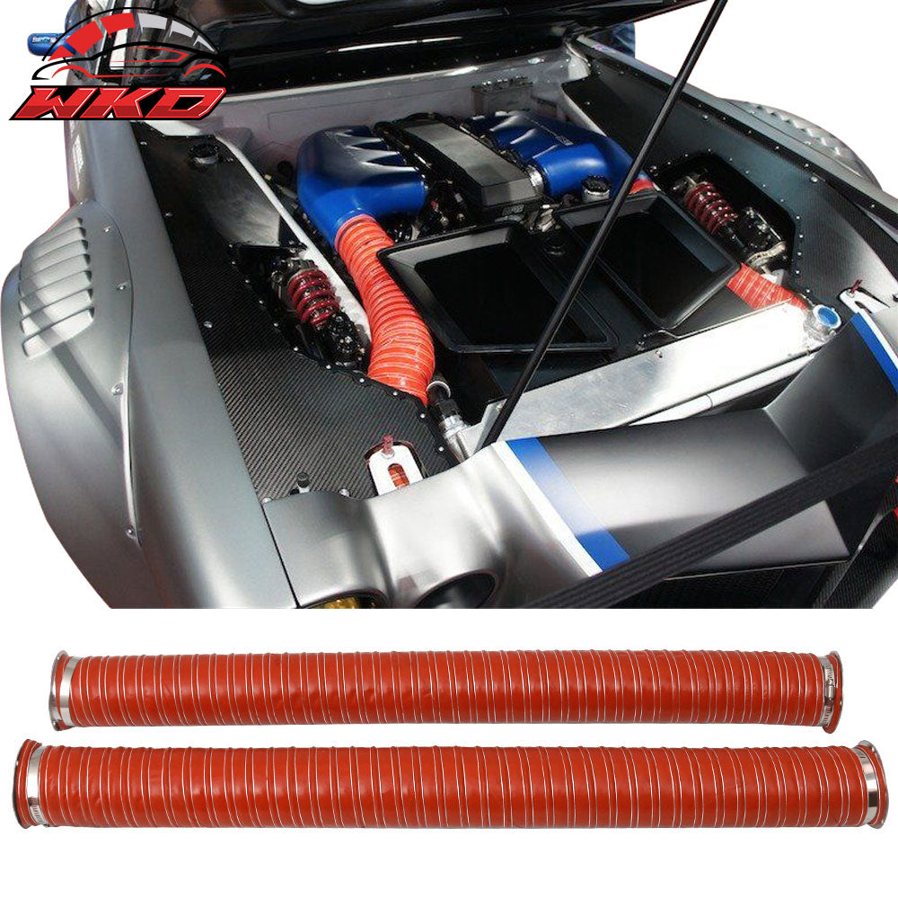 Universal Brake Cooling Dual Layer Insulation Hose With Flange 3.5 Inch 2 PC