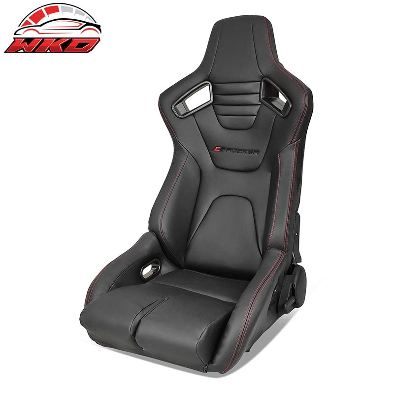 Wholesale Universal Reclinable Bucket Racing Seat Left Side Dual Sliders Black PU Leather