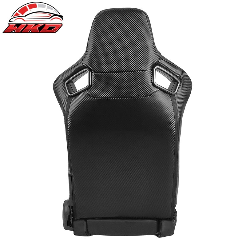 Universal Reclinable Bucket Racing Seat Left Side Dual Sliders Black PU Leather
