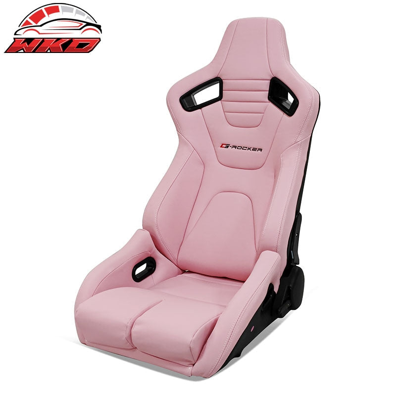 Wholesale Universal Reclinable Bucket Racing Seat Left Side Dual Sliders Pink PU Leather