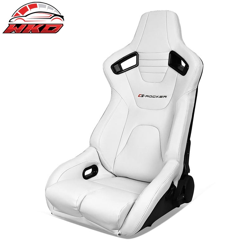 Wholesale Universal Reclinable Bucket Racing Seats Left Side Dual Sliders White PU Leather - Wikond Auto