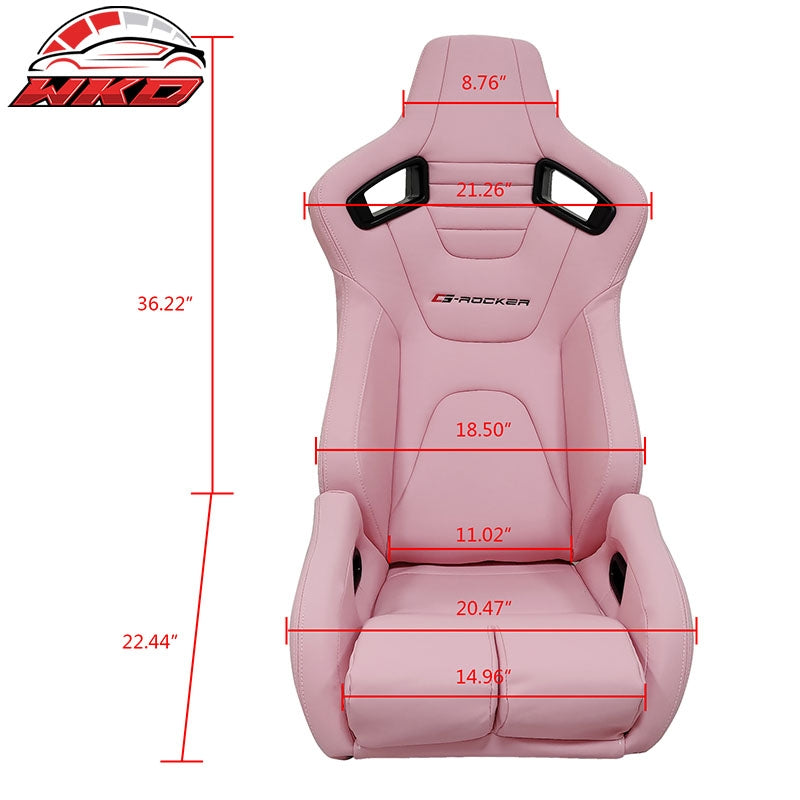 Universal Reclinable Bucket Racing Seat Right Side Dual Sliders Pink PU Leather