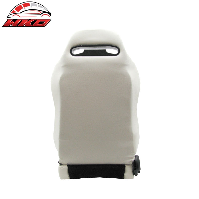 Reclinable Bucket Racing Seat Right Dual Slider White Black Suede