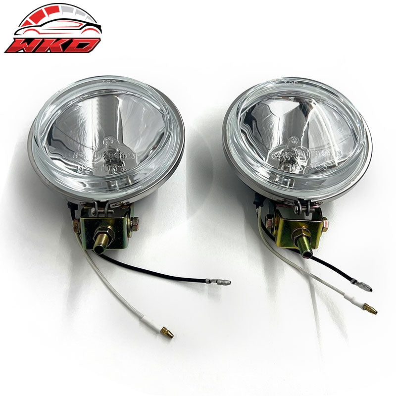 Universal Front Bumper Driving Fog Lights Lamp Chrome Housing Clear Len W/Wiring