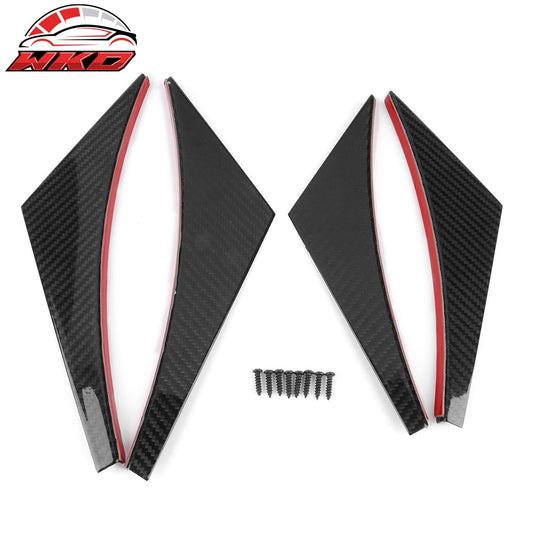 Wholesale Universal Front Bumper Lip Canards Splitters Fin 4Pc V2 Style - Carbon Fiber