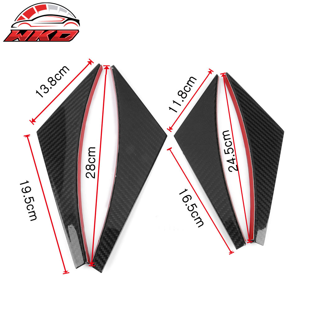 Universal Front Bumper Lip Canards Splitters Fin 4Pc V2 Style - Carbon Fiber