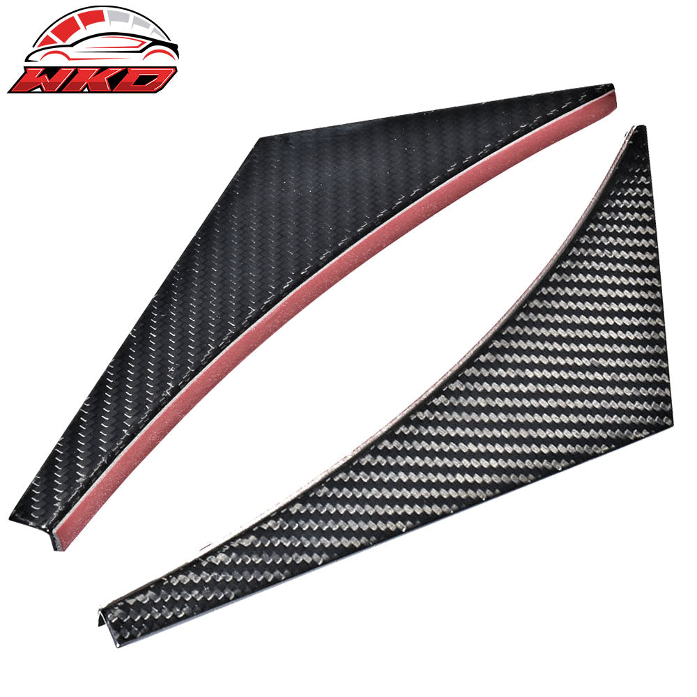 Universal Front Bumper Lip Canards Splitters Fin 4Pc V2 Style - Carbon Fiber