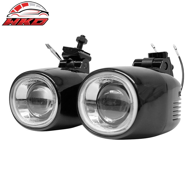 Universal RH LH Front Bumper Driving Fog Lights Lamps Black Housing W/Clear Lens