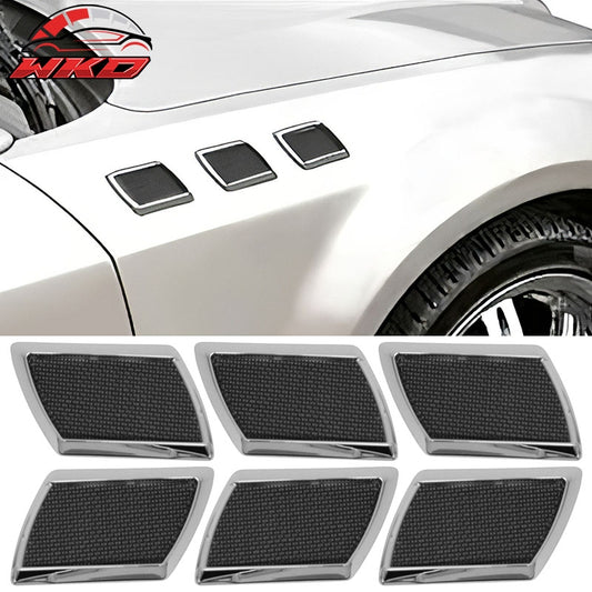 Wholesale Universal RH LH Front Side Fender Port Hole Bezels W/Chrome Frame Black Mesh 6PC - Wikond Auto