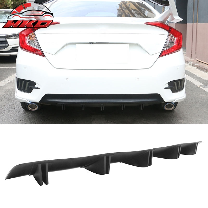 Universal Rear Diffuser 5 Shark Fin Bumper Lip Spoiler Splitter Matte Black 2PC