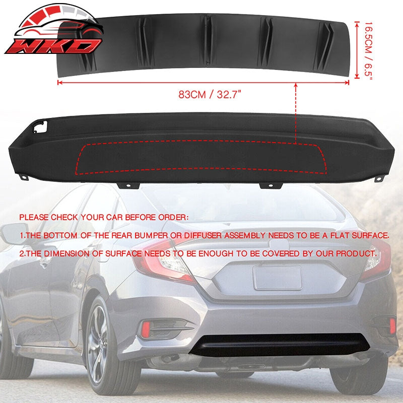 Universal Rear Diffuser 5 Shark Fin Bumper Lip Spoiler Splitter Matte Black 2PC