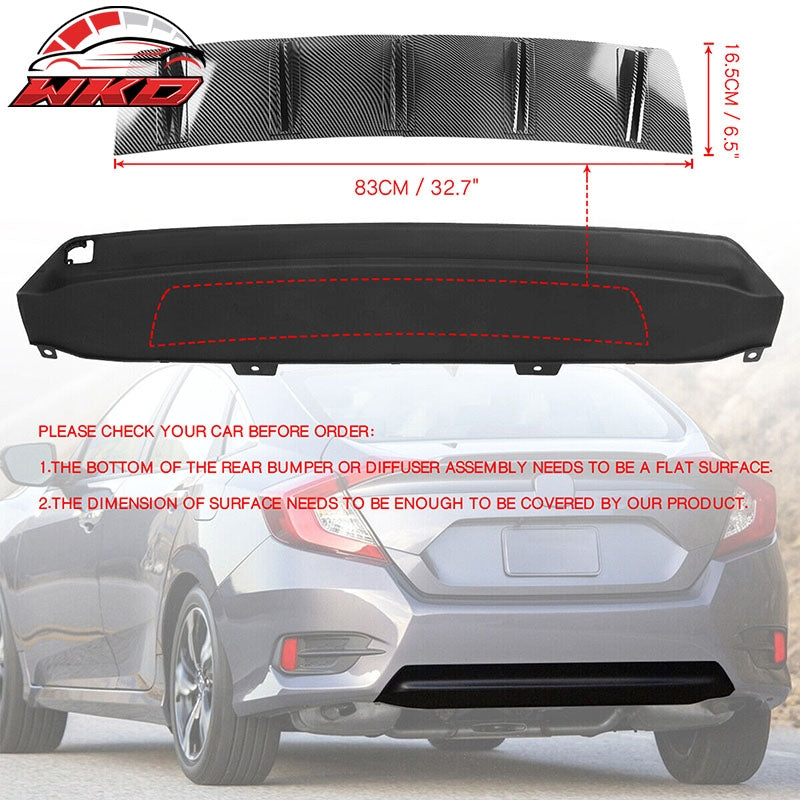 Universal Rear Diffuser 5 Shark Fins Spoiler Lip Splitter Carbon Look PP 2PC