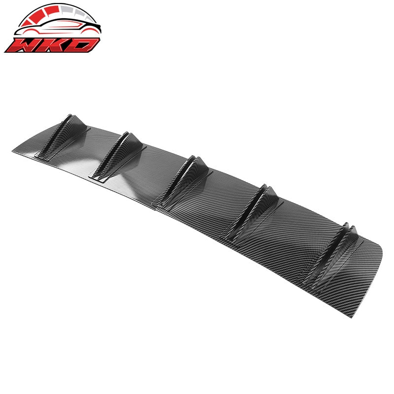 Universal Rear Diffuser 5 Shark Fins Spoiler Lip Splitter Carbon Look PP 2PC