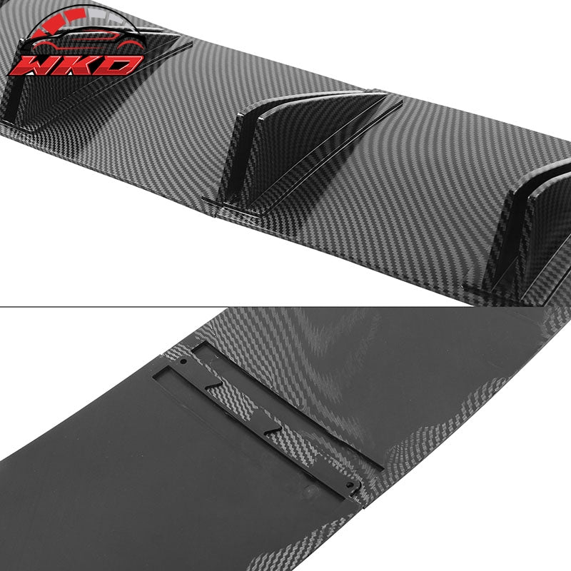 Universal Rear Diffuser 5 Shark Fins Spoiler Lip Splitter Carbon Look PP 2PC