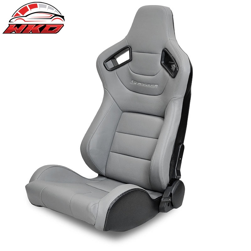 Wholesale Universal Reclinable Racing Seat Dual Slider Left Grey PU & Carbon Leather Back