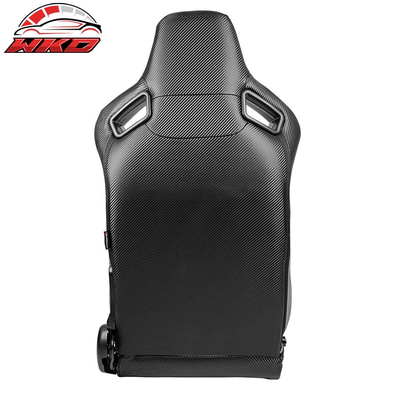 Universal Reclinable Racing Seat Dual Slider Left Grey PU & Carbon Leather Back