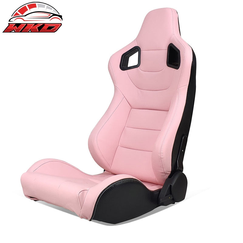 Wholesale Reclinable Racing Seat + Dual Slider Left Pink PU Carbon Leather