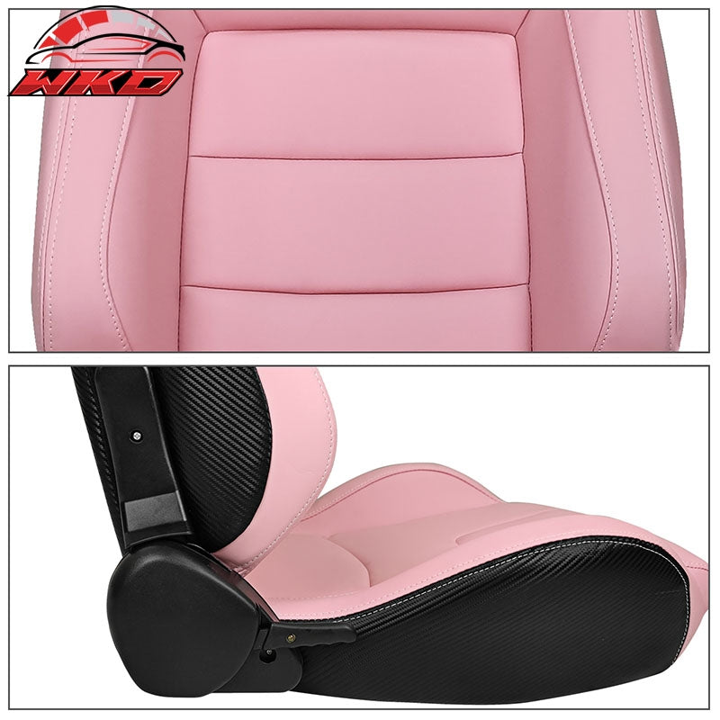 Reclinable Racing Seat Dual Slider Right Pink PU Carbon Leather